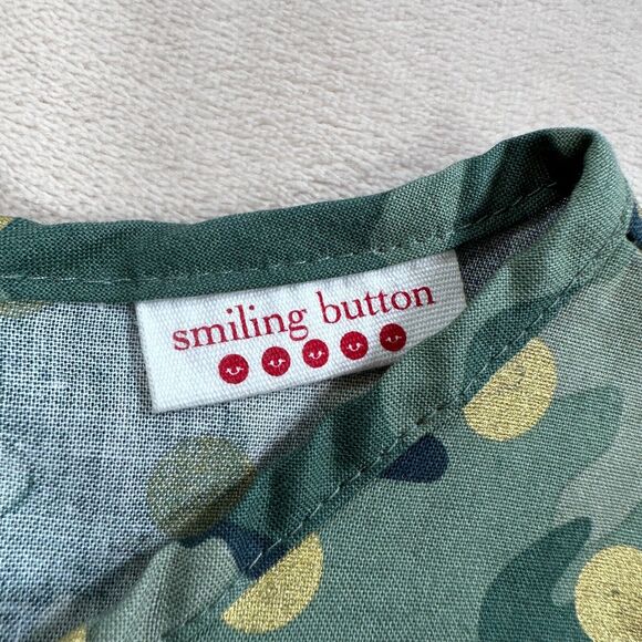 Smiling Button Tunic Dress Girls Size 5 Green Camo Gold Polka Dot New - Picture 2 of 8